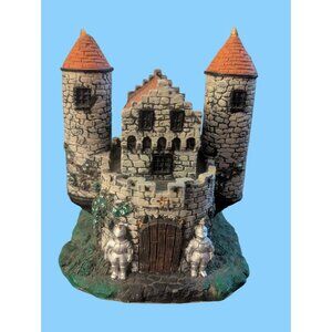 Miniature Medieval Castle Figurine With Knights & Ivy Accents
